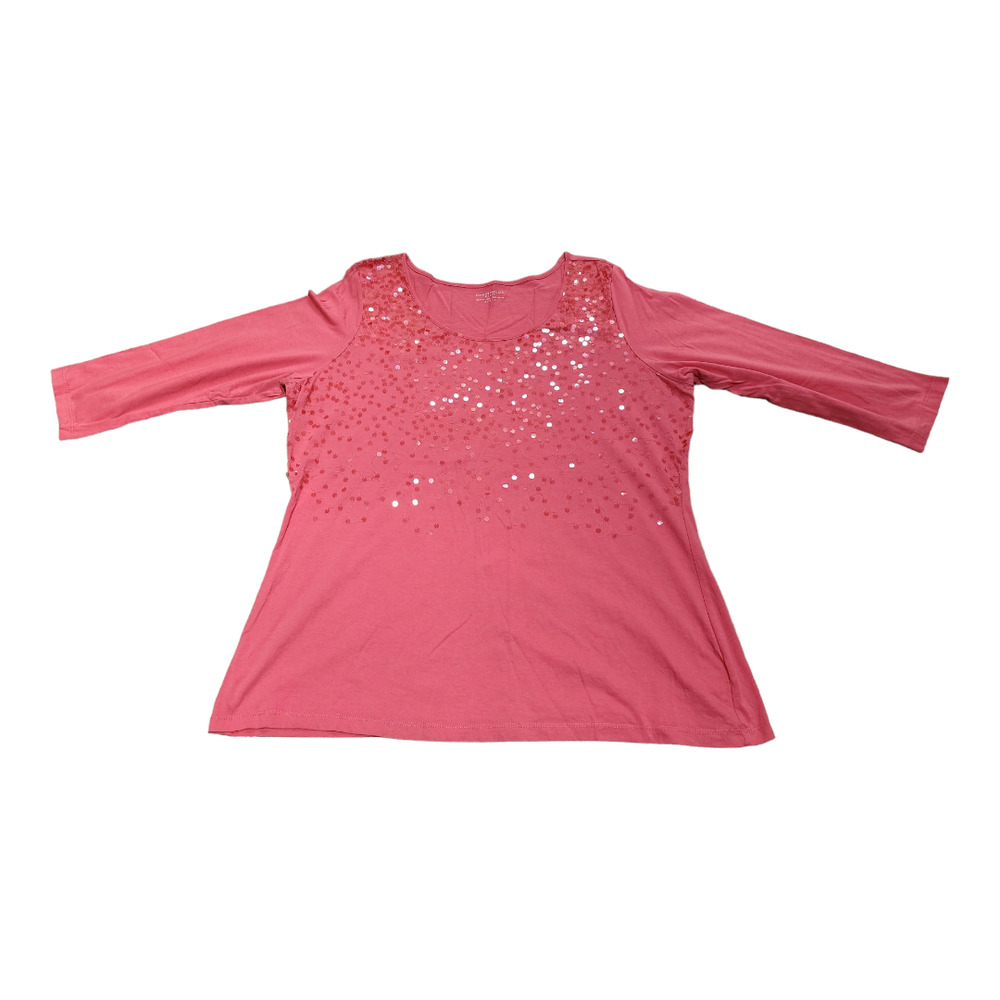Charter Club Women's Embellished Pink Top 1X